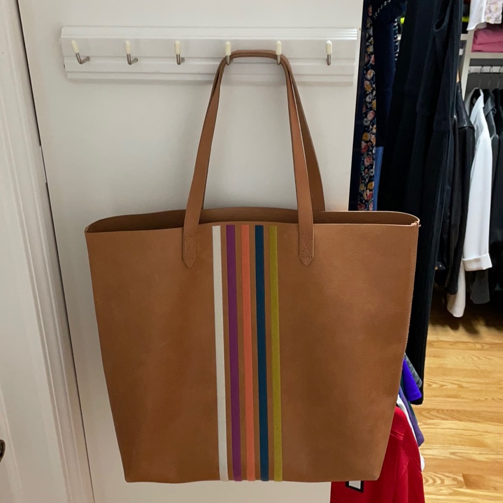 Madewell The Transport Stripe Embroidered Tote